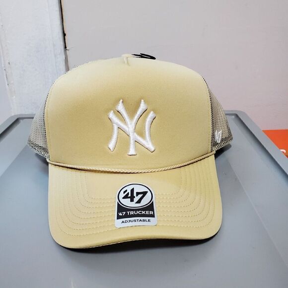 New York Yankees 47 Brand Trucker Snapback Baseball Hat Cap Sand OSFM … - Picture 7 of 11